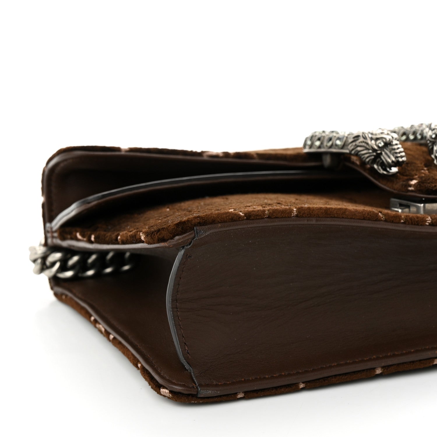 Gucci Velvet Moon Calfskin Crystal GG Monogram Small Dionysus Shoulder Bag Brown Vintage Cocoa Black Diamond 9 of 10