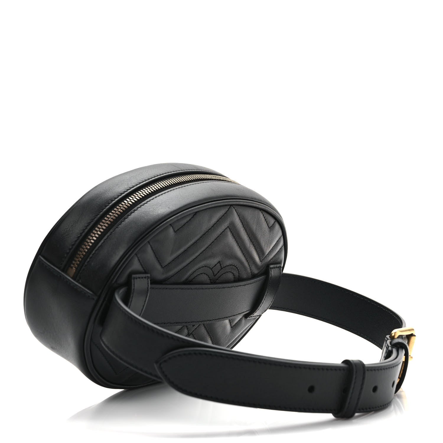 Gucci Calfskin Matelasse GG Marmont Belt Bag 75 30 Black 2 of 8