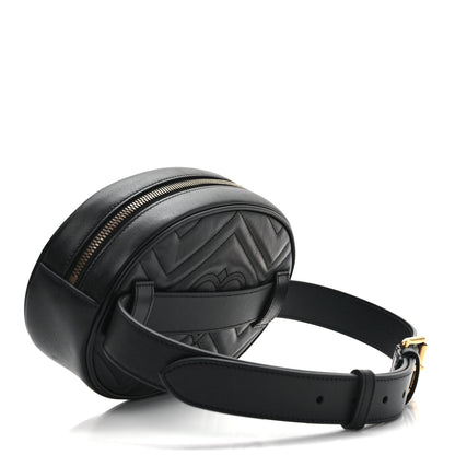 Gucci Calfskin Matelasse GG Marmont Belt Bag 75 30 Black 2 of 8