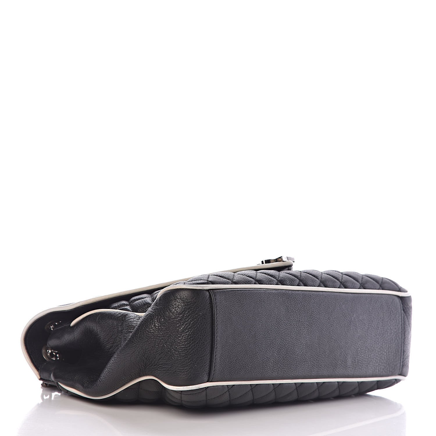 Saint Laurent Calfskin Mixed Matelasse Triquilt Large Monogram Envelope Satchel Black White 4 of 11
