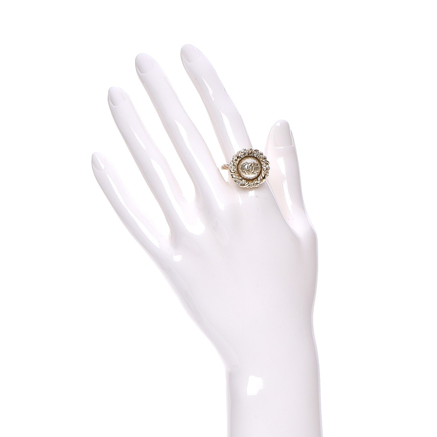 Pearl Crystal CC Ring 6.5 Gold