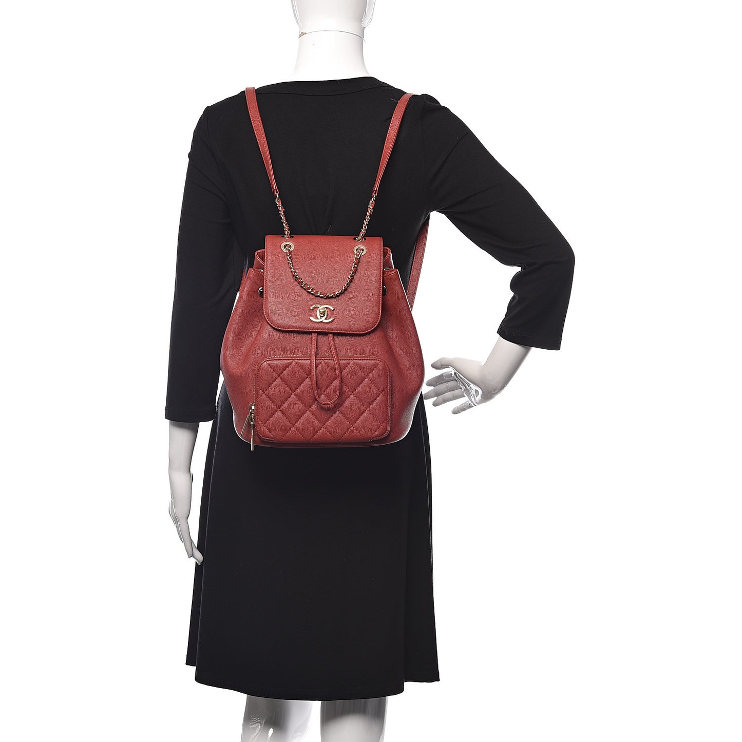 Caviar Quilted Business Affinity Backpack Burgundy