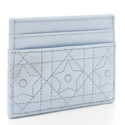 Christian Dior Lambskin Pearl Cannage Star Caro Freesia Card Holder Sku Blue 3 of 7