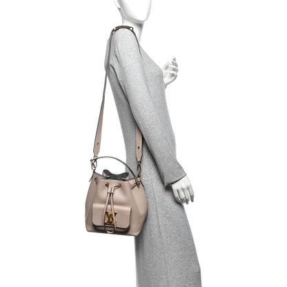Louis Vuitton Calfskin Lockme Bucket MM Greige 2 of 9