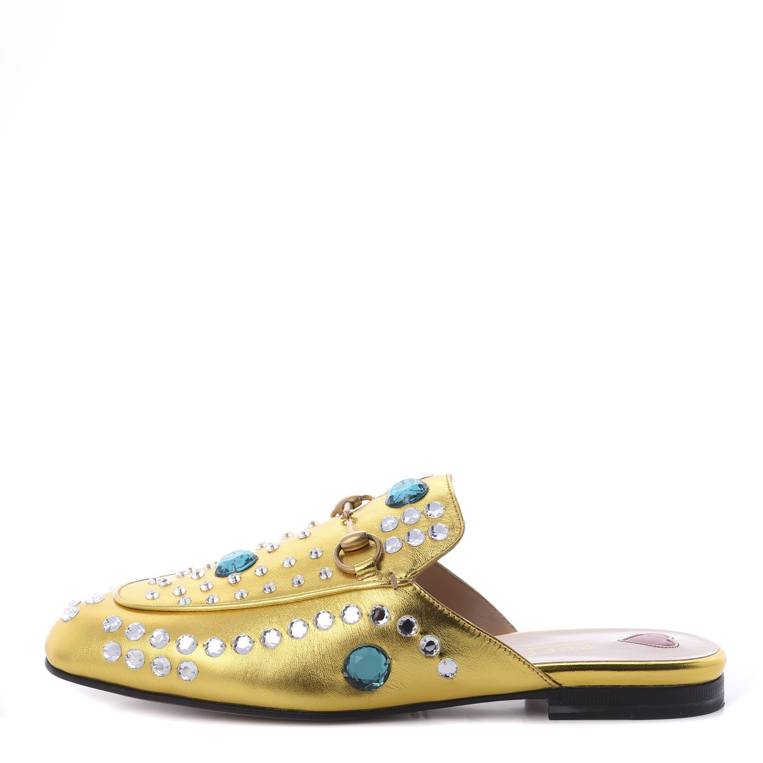 Gucci Metallic Nappa Crystal Womens Princetown Slippers 38 Gold 1 of 7