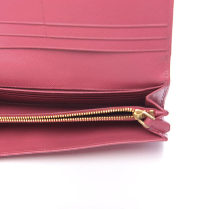 Prada Saffiano Metal Continental Flap Wallet Peonia 5 of 10