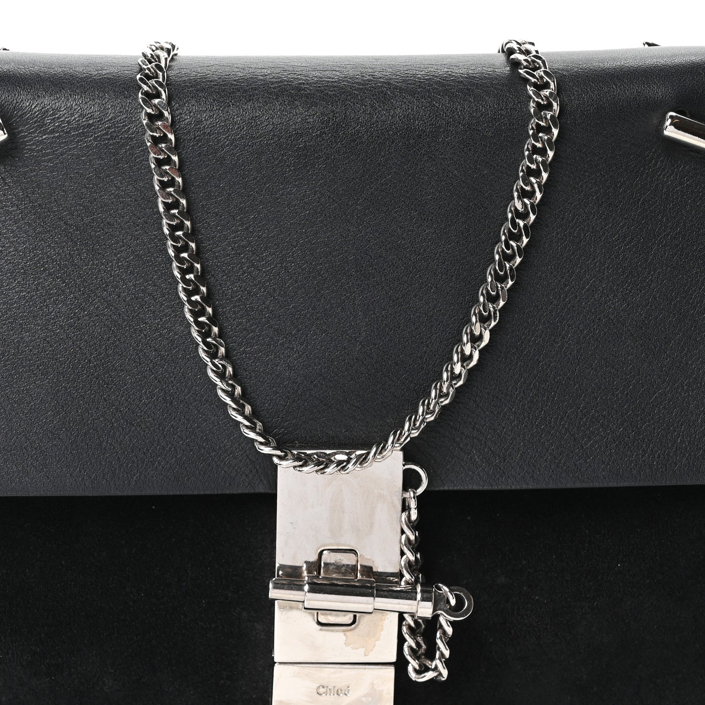 Suede Smooth Calfskin Drew Shoulder Bag Black