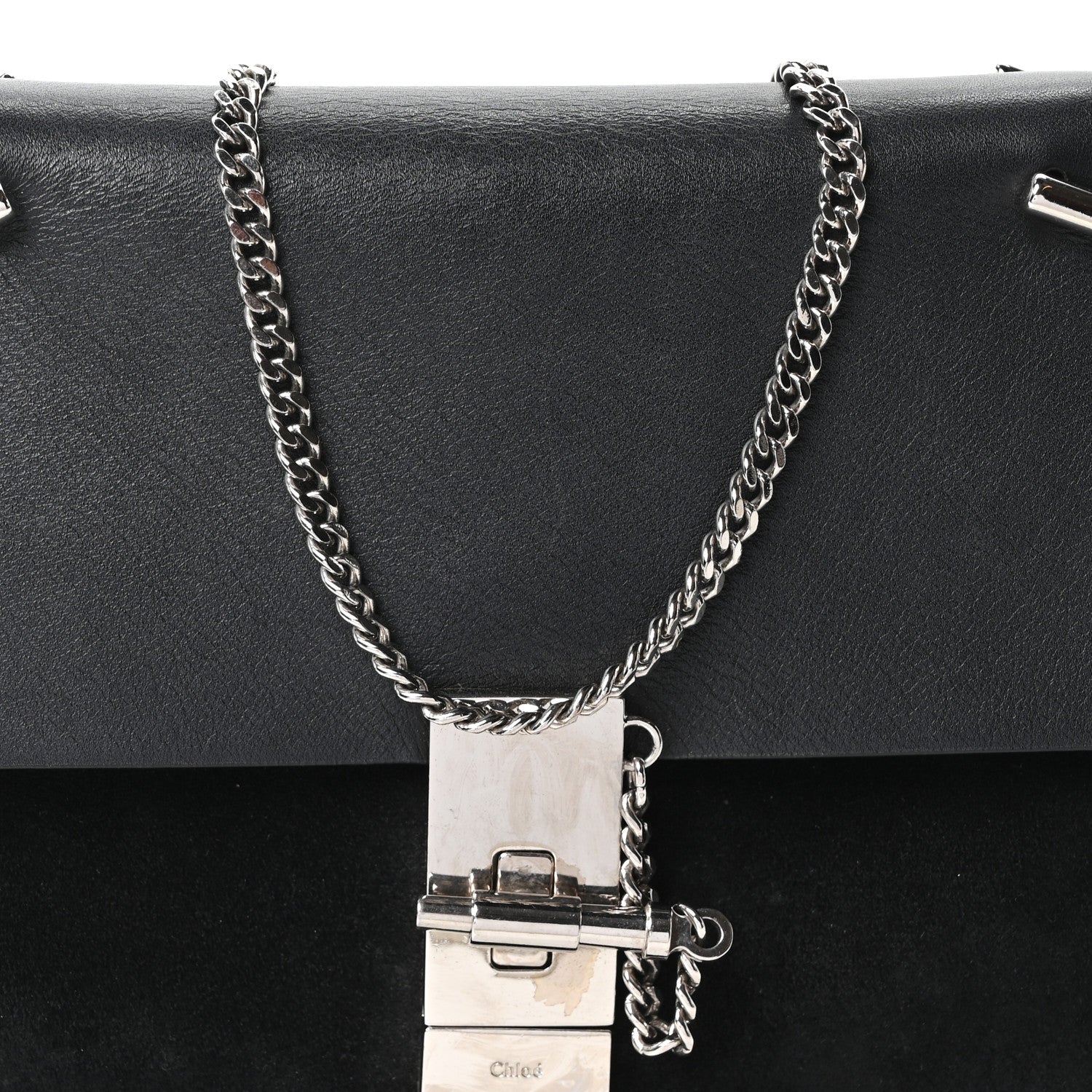 Chloe Suede Smooth Calfskin Drew Shoulder Bag Black 8 of 10