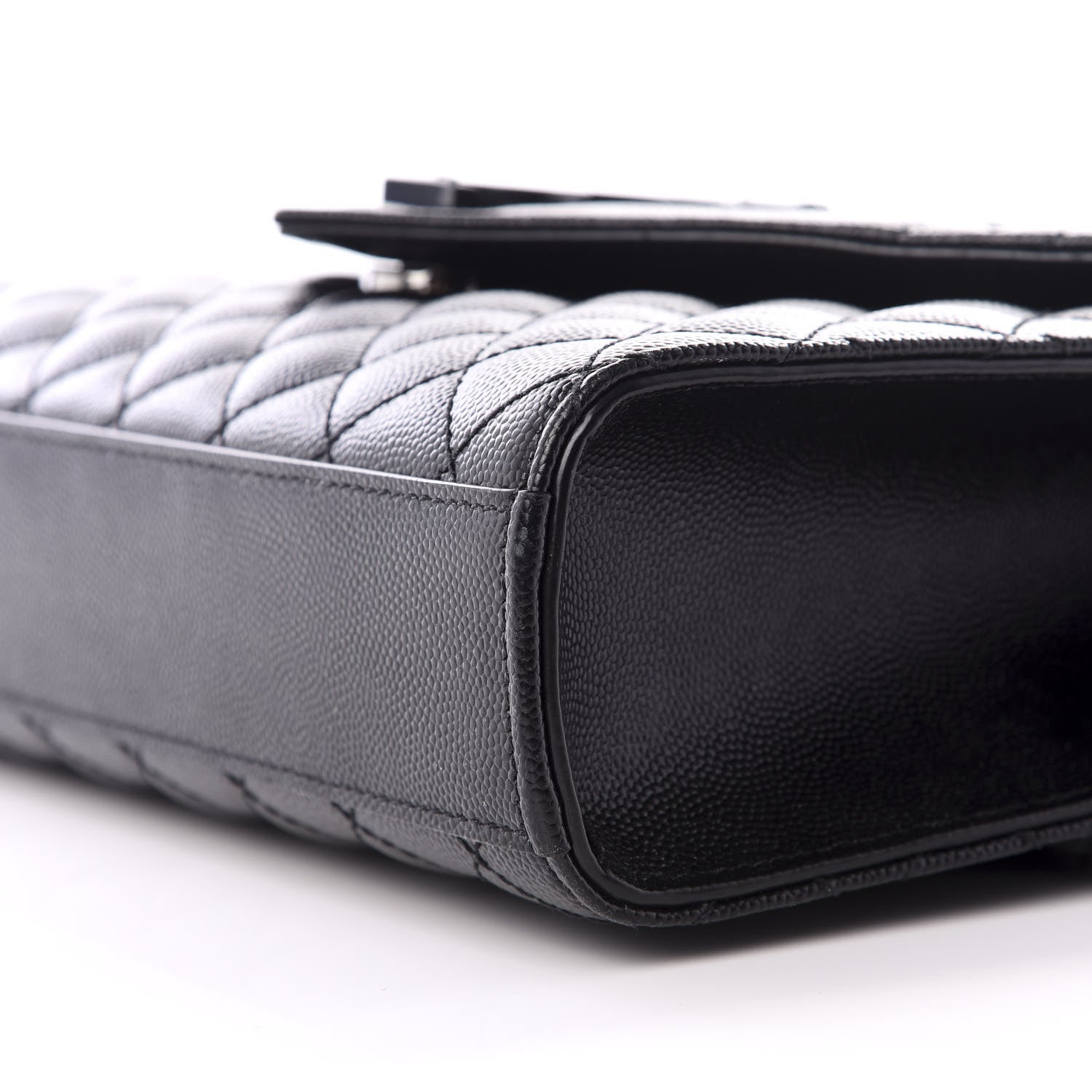 Saint Laurent Grain De Poudre Textured Mixed Matelasse Triquilt Medium Monogram Satchel Black 6 of 9