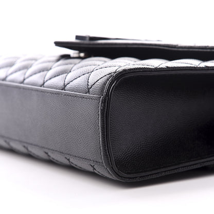 Saint Laurent Grain De Poudre Textured Mixed Matelasse Triquilt Medium Monogram Satchel Black 6 of 9