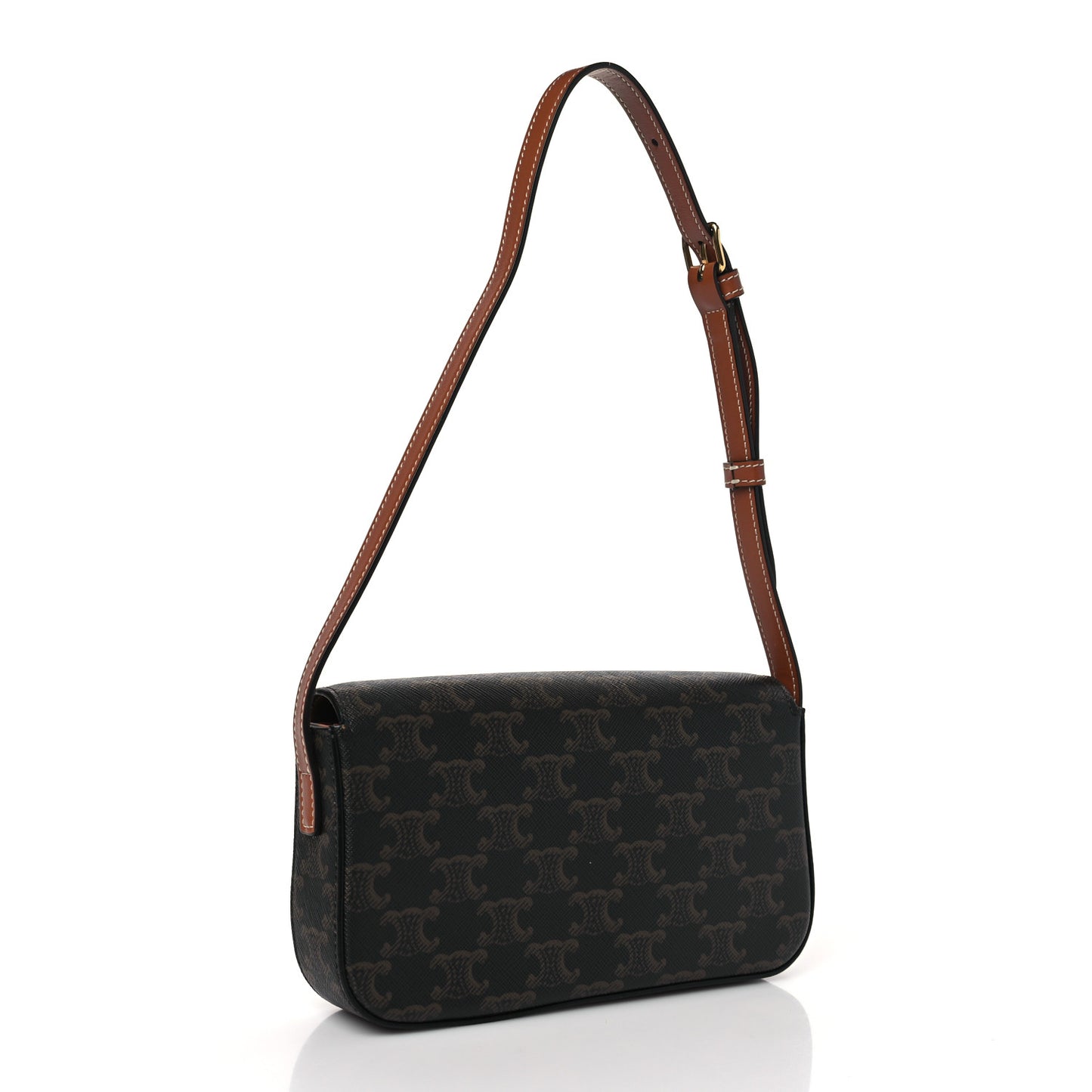 Canvas Calfskin Triomphe Shoulder Bag Tan