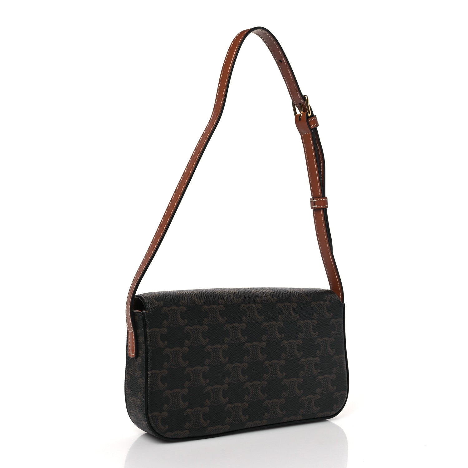 Celine Canvas Calfskin Triomphe Shoulder Bag Tan 3 of 8