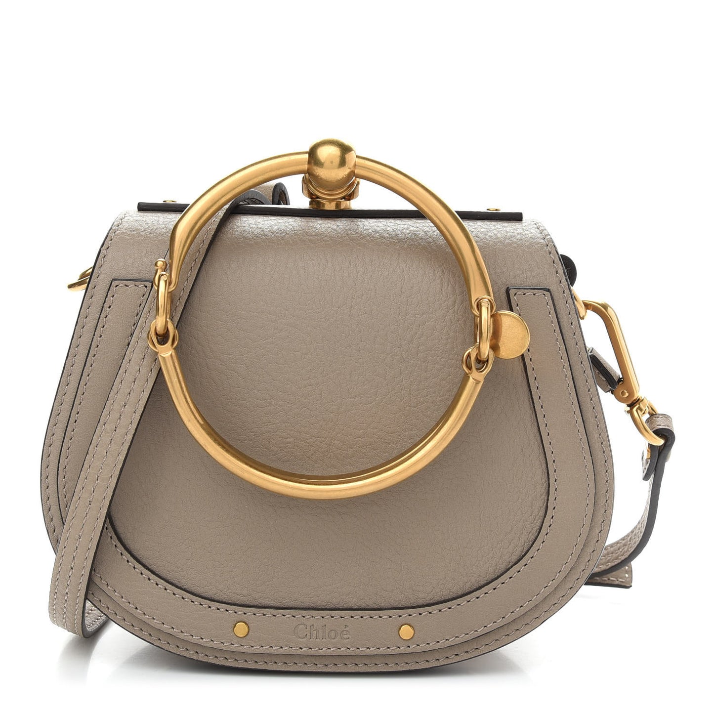 Calfskin Suede Small Nile Bracelet Bag Motty Grey