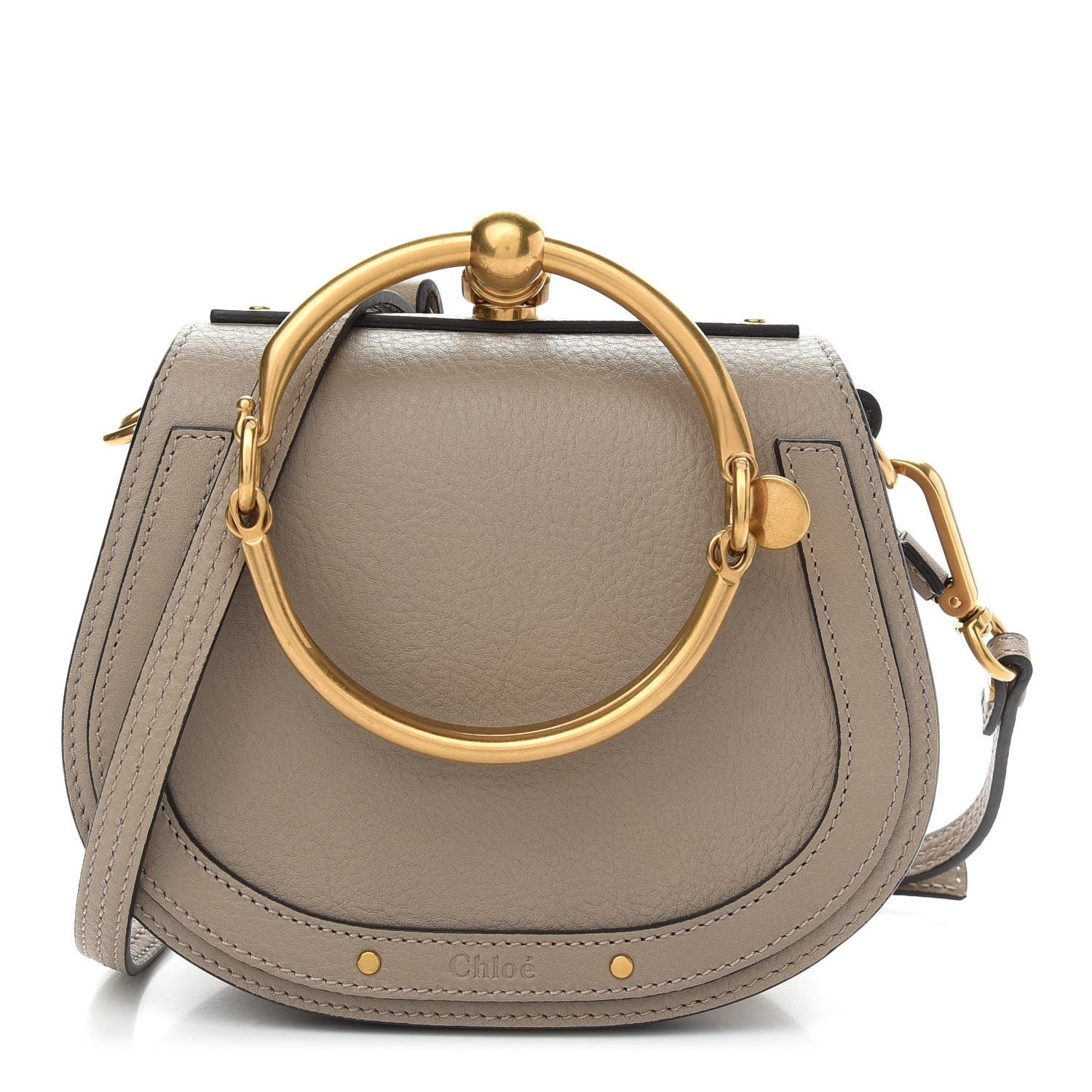 Chloe Calfskin Suede Small Nile Bracelet Bag Motty Grey 1 of 8