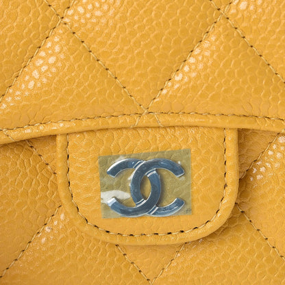 Chanel Caviar Quilted Compact Flap Wallet Yellow 9 of 10