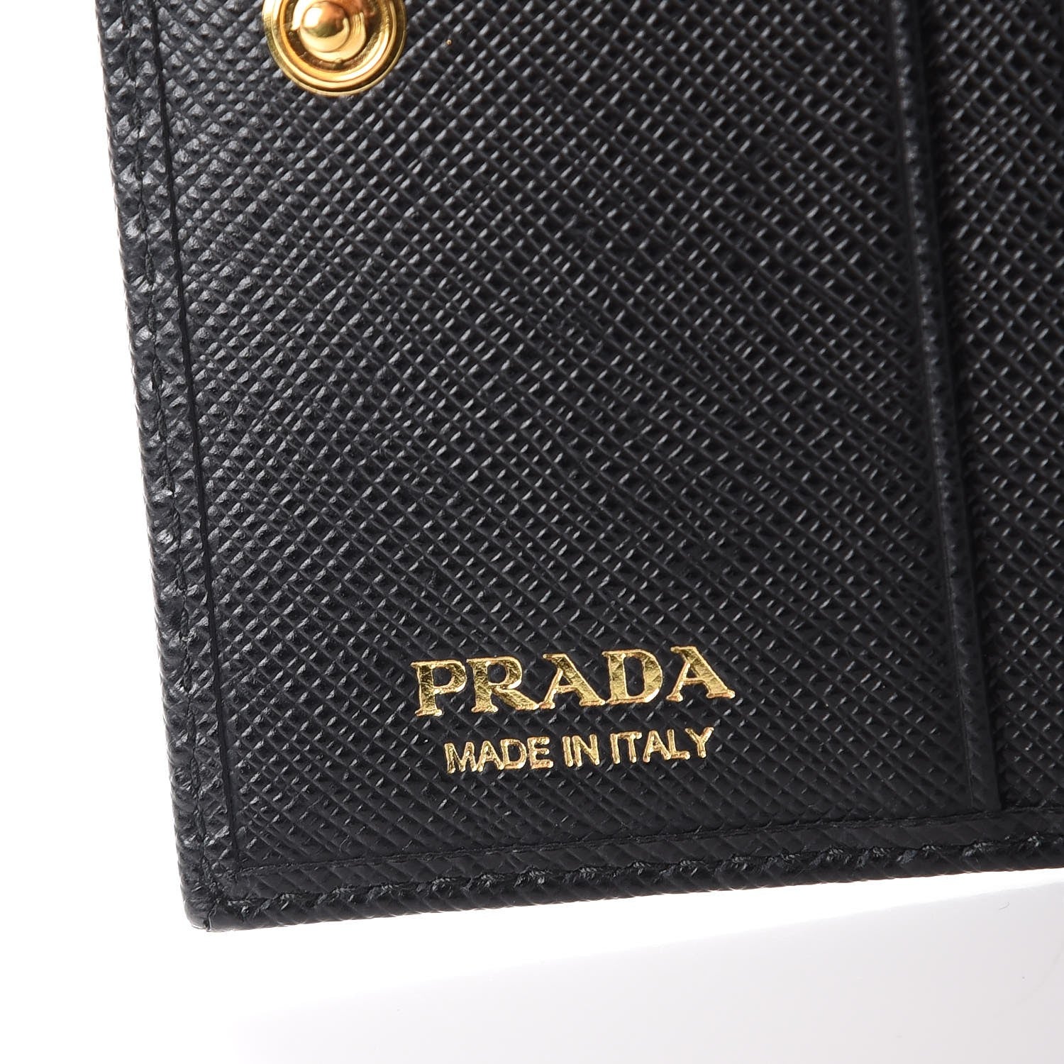 Prada Saffiano Metal Bi-Fold Compact Wallet Black 6 of 8