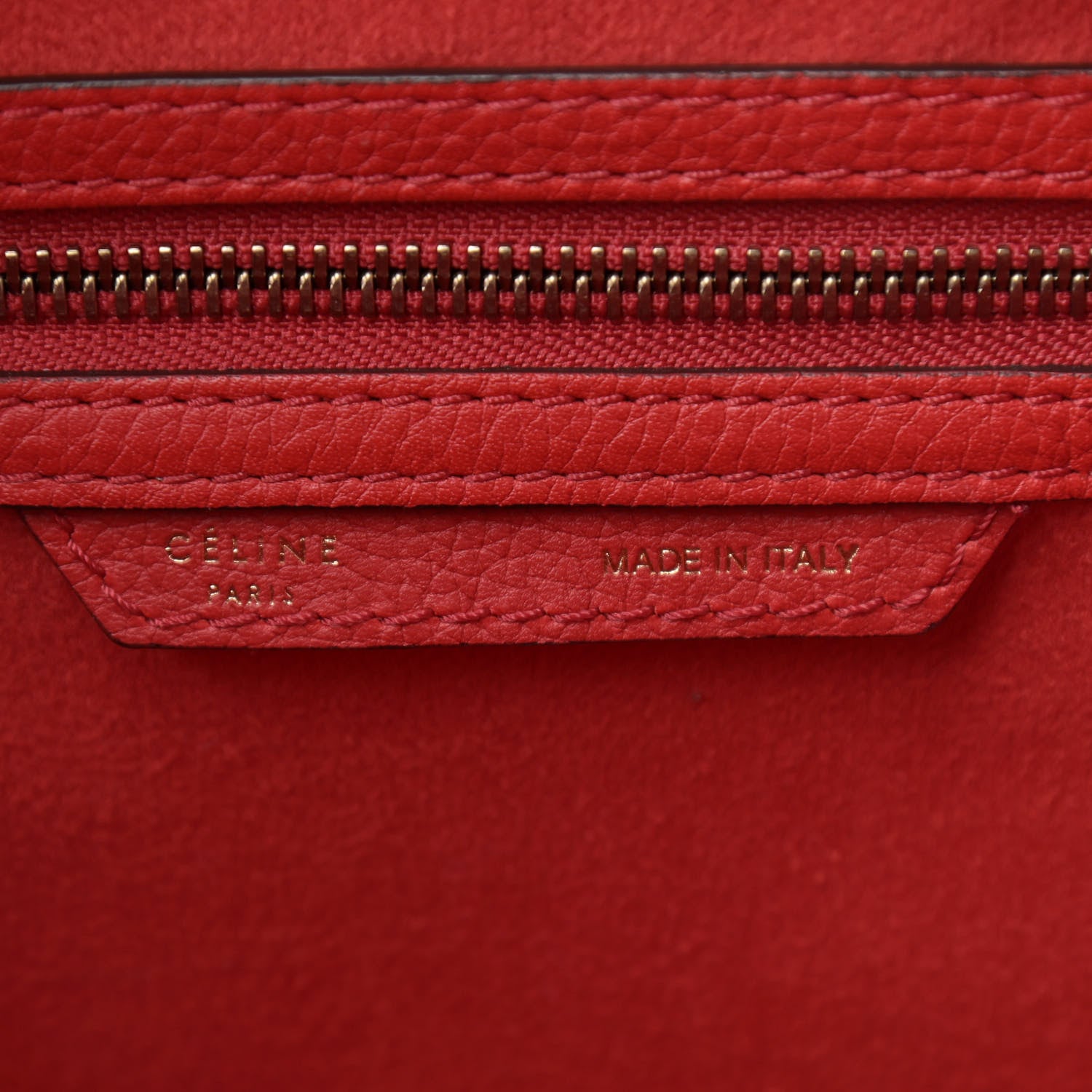 Celine Drummed Calfskin Mini Luggage Coquelicot 6 of 8