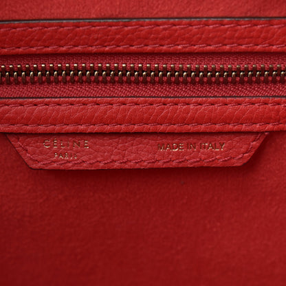 Celine Drummed Calfskin Mini Luggage Coquelicot 6 of 8