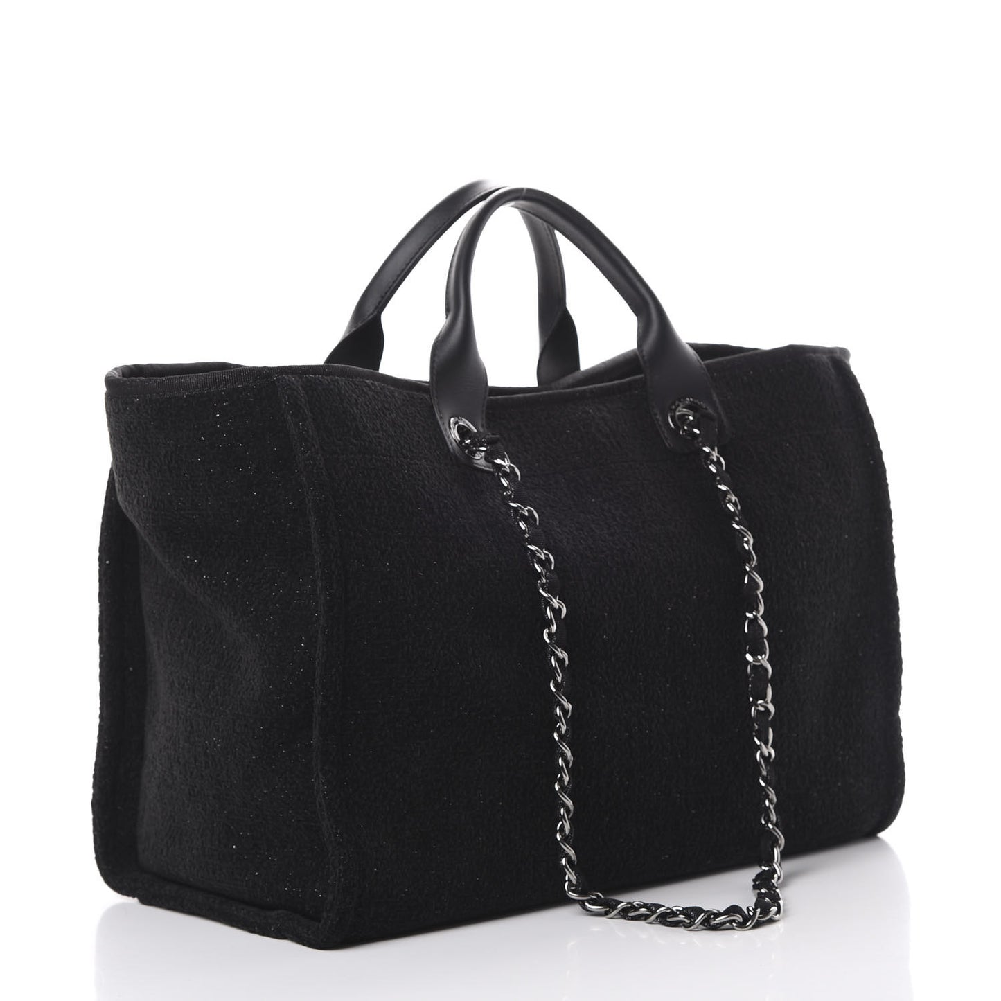 Lurex Boucle Medium Deauville Tote Black