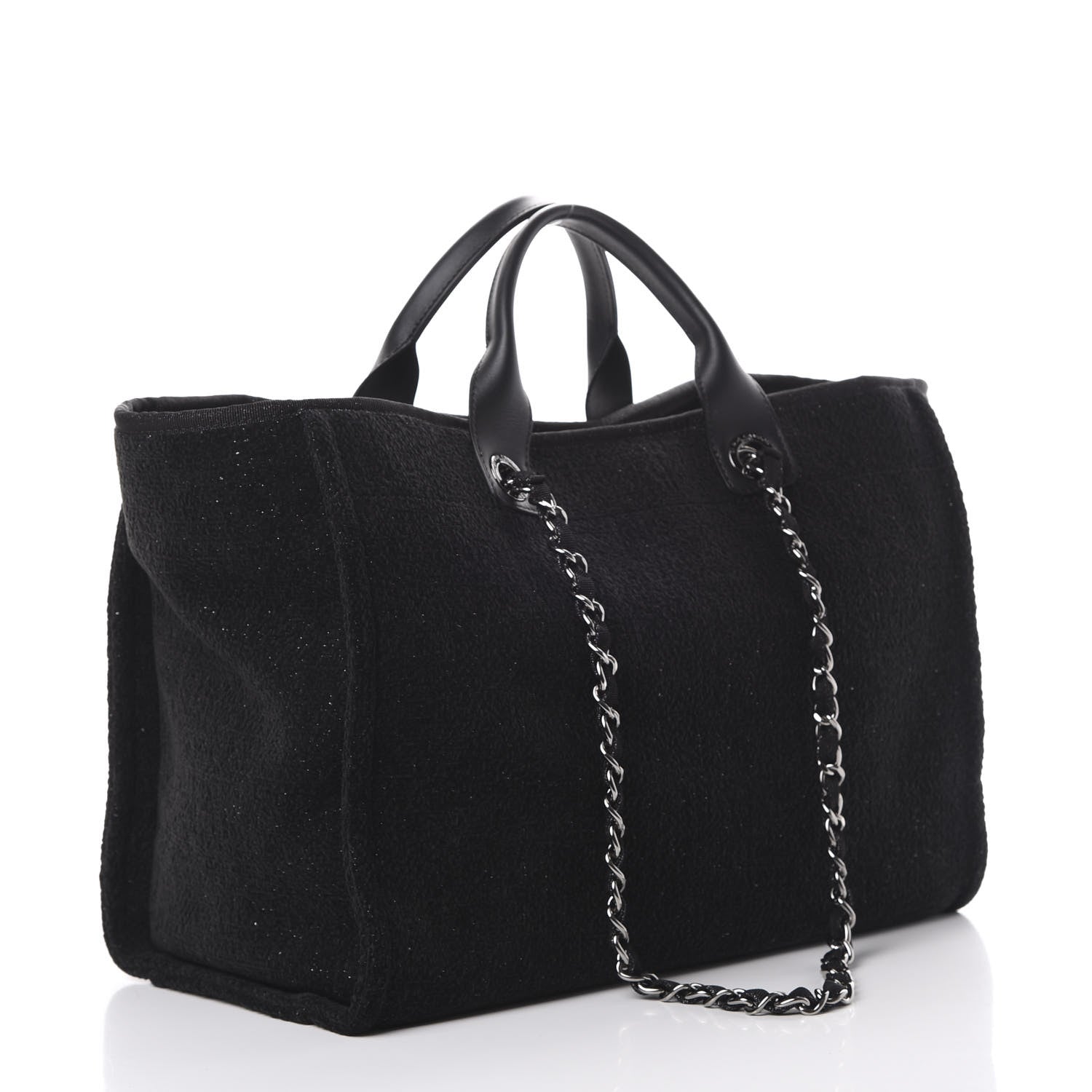 Chanel Lurex Boucle Medium Deauville Tote Black 2 of 9