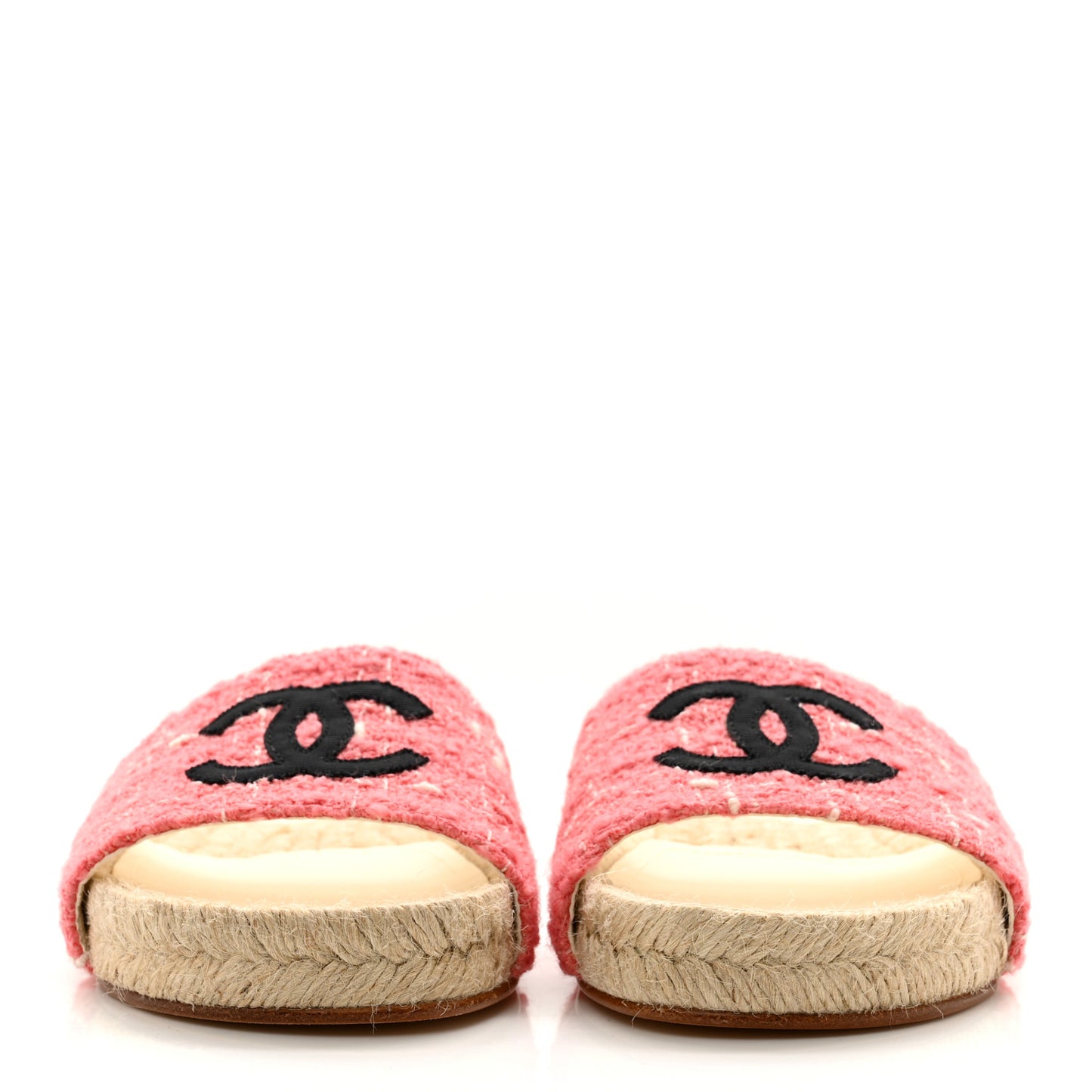 Tweed Grosgrain CC Mule Slide 35 Pink Black