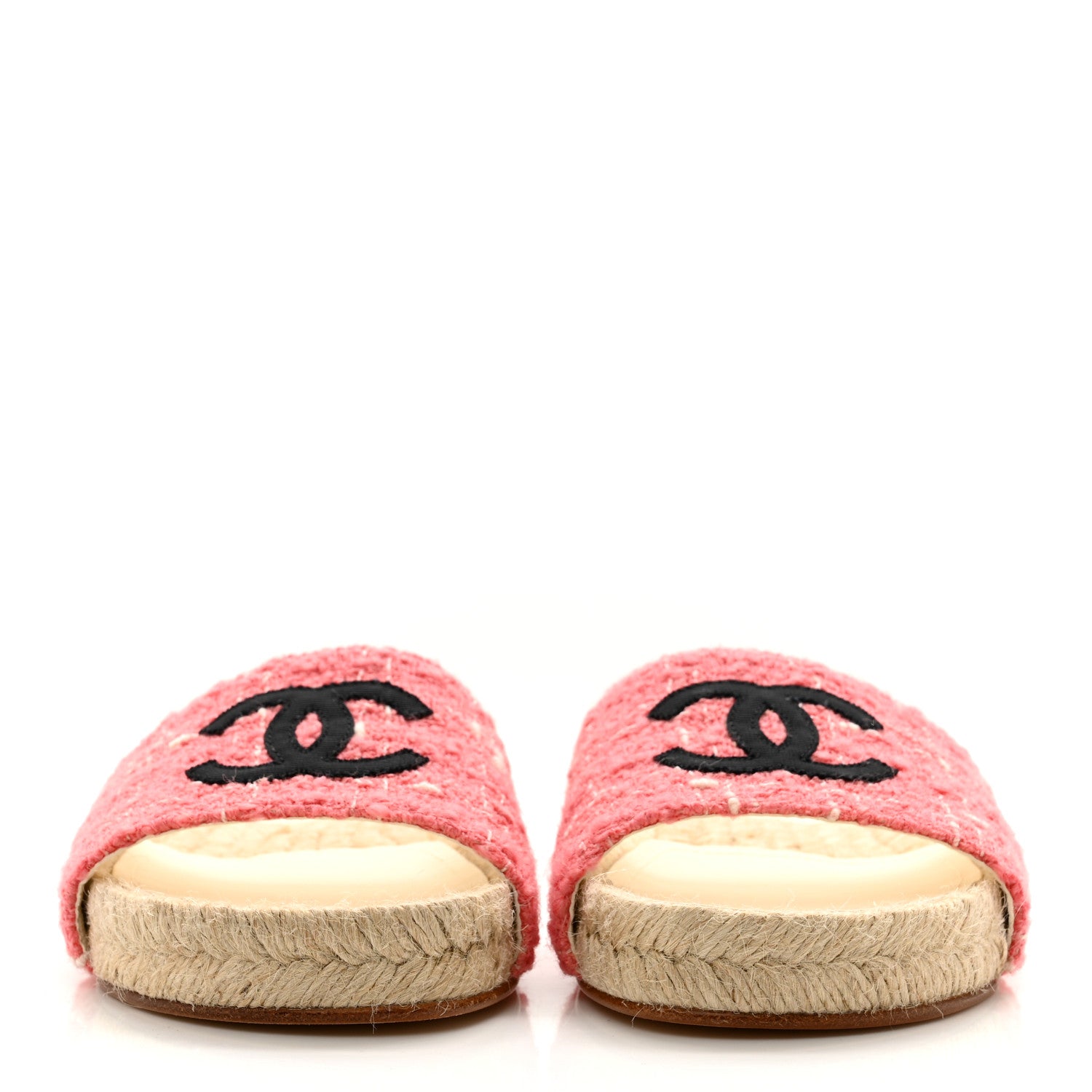 Chanel Tweed Grosgrain CC Mule Slide 35 Pink Black 2 of 9