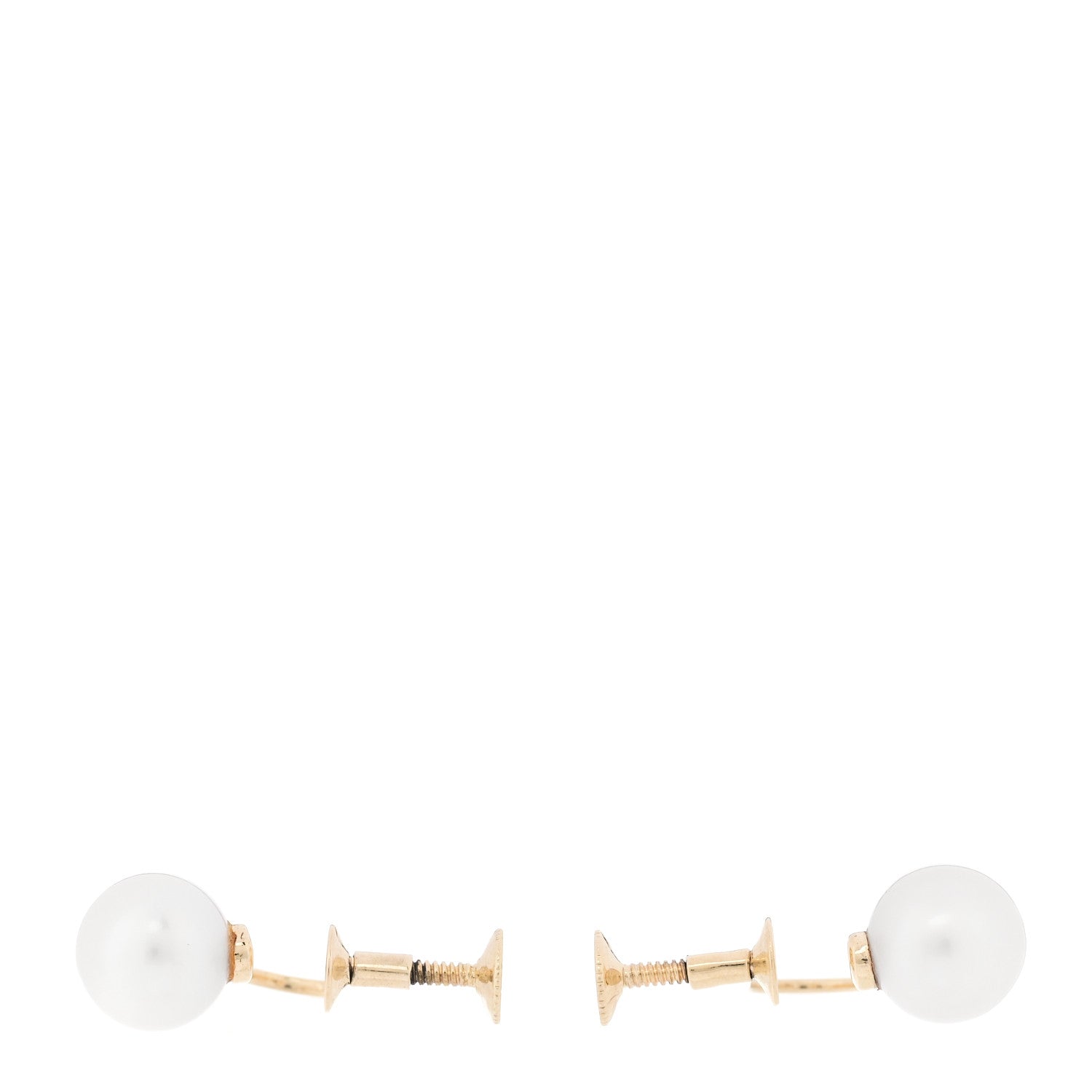 Mikimoto 14K Yellow Gold Akoya Cultured Pearl 8-8.5mm Screw Back Earrings 3 of 4
