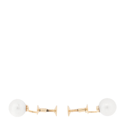 Mikimoto 14K Yellow Gold Akoya Cultured Pearl 8-8.5mm Screw Back Earrings 3 of 4