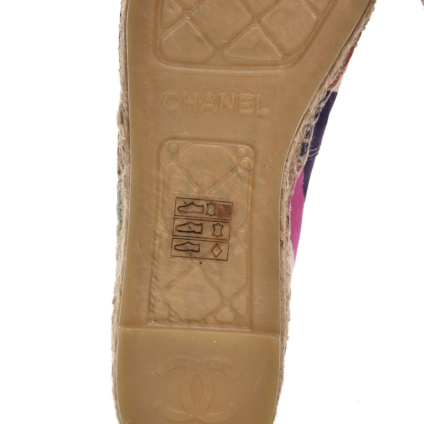 Patent Fabric Striped CC Espadrilles 37 Multicolor Black