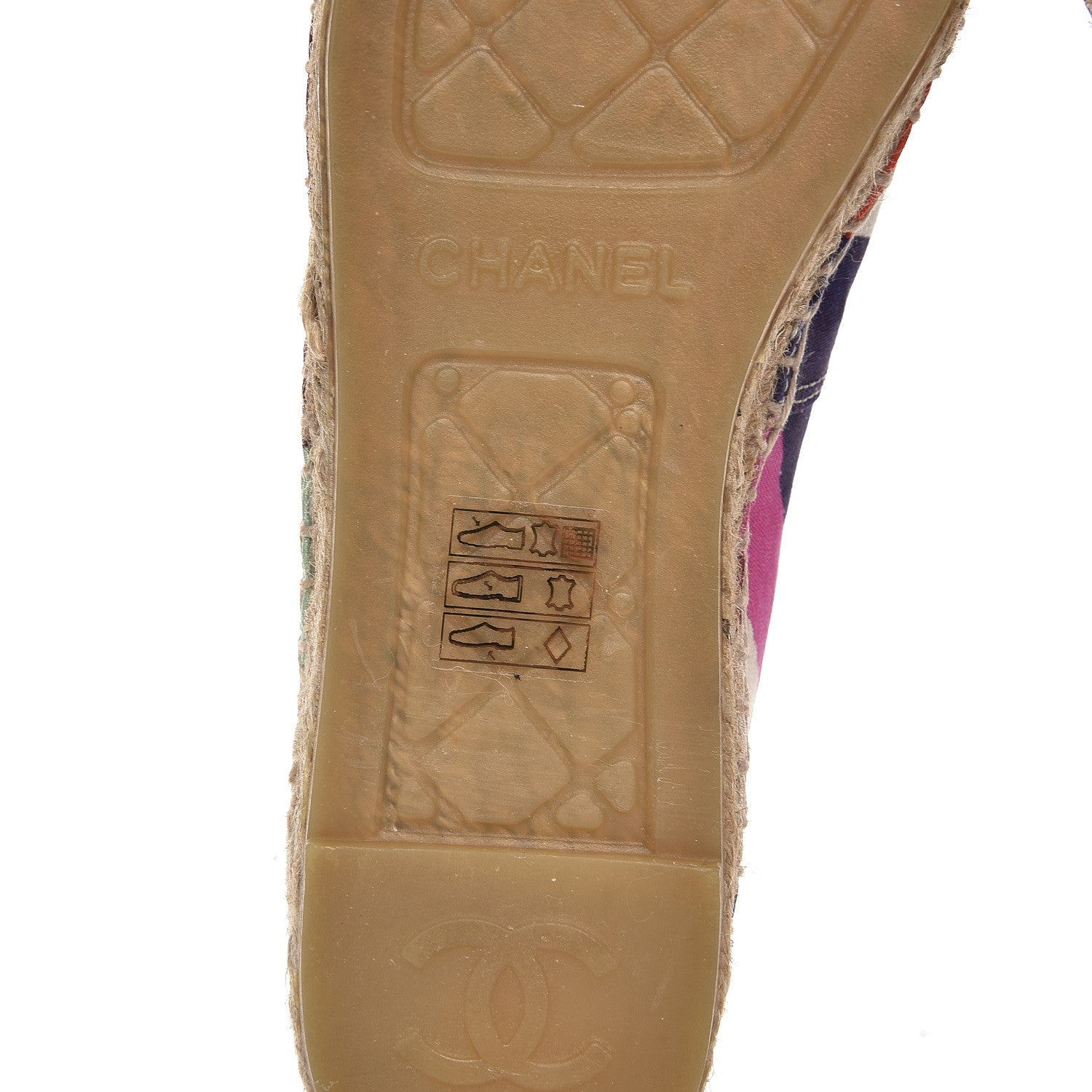 Chanel Patent Fabric Striped CC Espadrilles 37 Multicolor Black 8 of 10