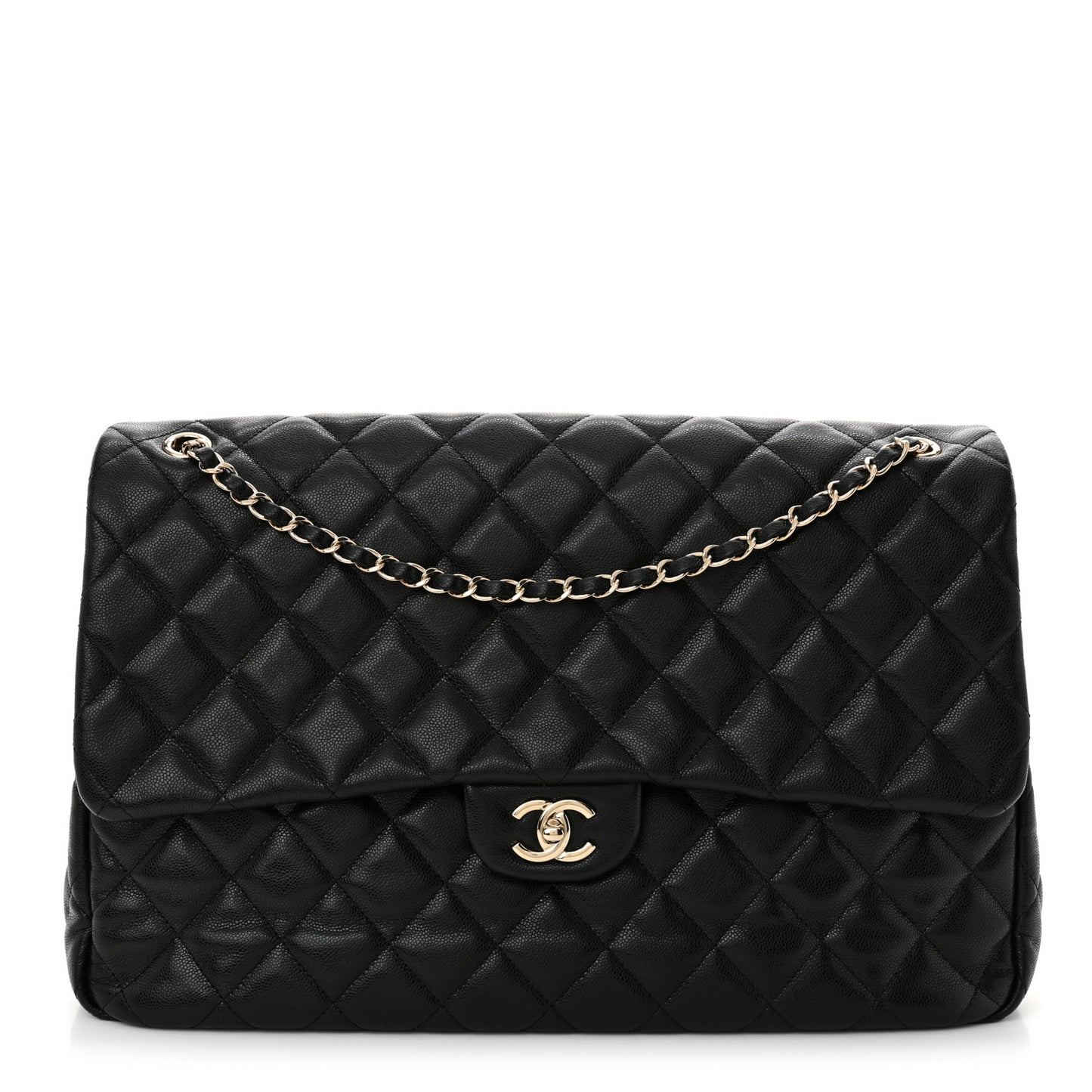 Caviar Quilted XXL Travel Flap Bag Black