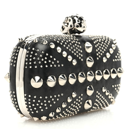 Alexander McQueen Calfskin Studded Britannia Skull Box Clutch Black 3 of 10