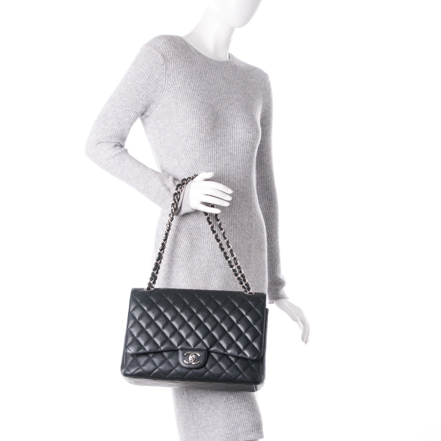 Chanel Caviar Quilted Maxi Double Flap Black 2 of 8