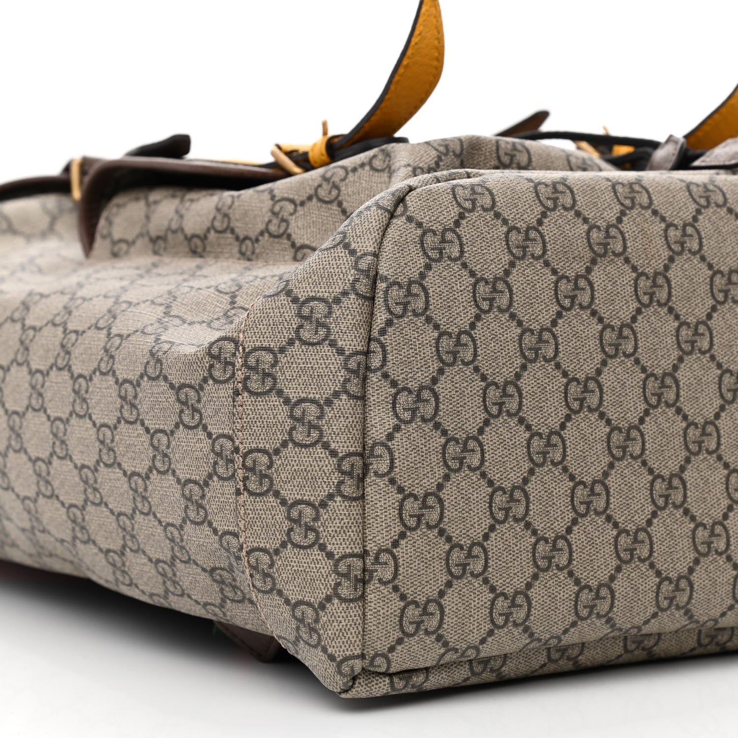 Gucci Soft GG Supreme Monogram Neo Vintage Double Buckle Backpack Beige New Acero Crop 9 of 10