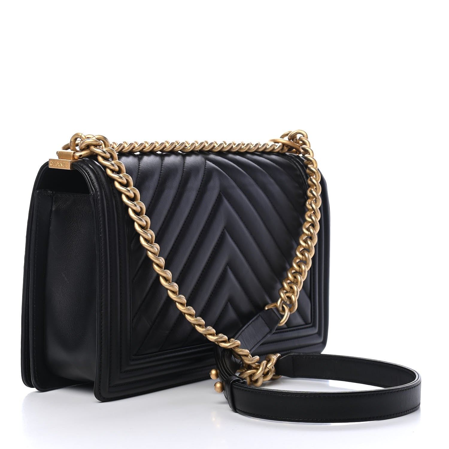 Chanel Calfskin Chevron Quilted New Medium Boy Flap Black 3 of 11