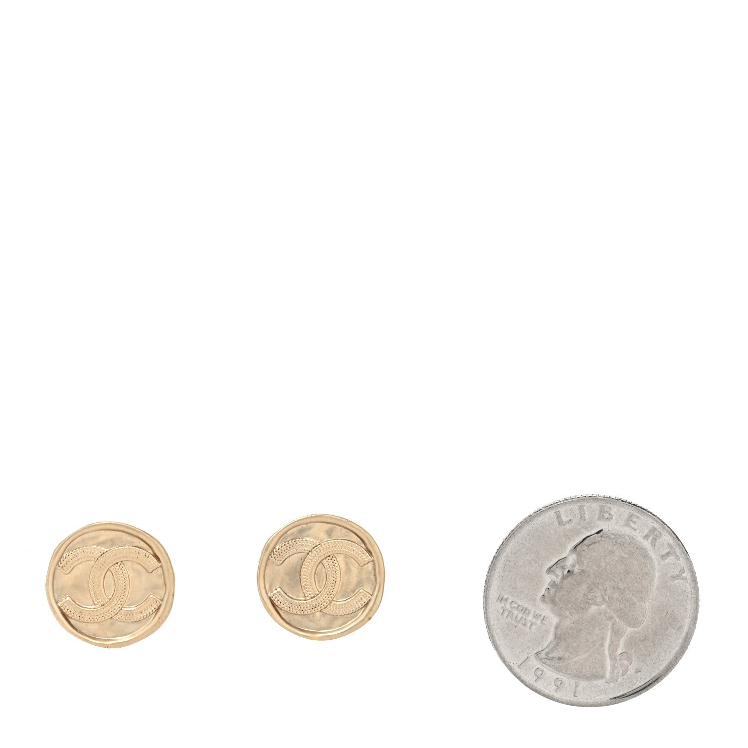 Chanel Metal Round CC Earrings Gold 2 of 4