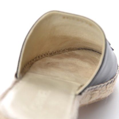 Chanel Iridescent Goatskin Patent CC Espadrille Mules 41 Black 10 of 14