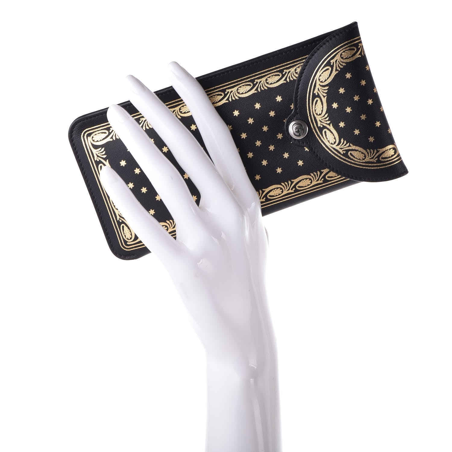 Gucci X SEGA Calfskin GUCCY Stars Sunglasses Case Black Gold 2 of 6