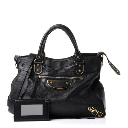 Balenciaga Chevre Gold Metallic Edge Hardware Velo Black 1 of 14