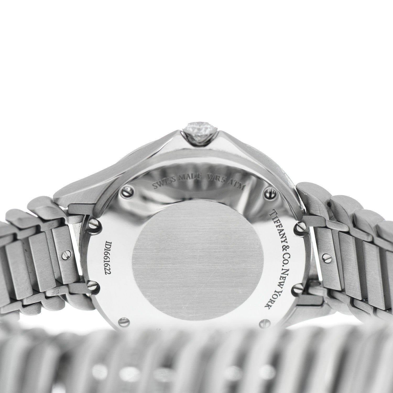 Tiffany Stainless Steel Diamond Bezel 28mm Metro 2-Hand Quartz Watch Ice Blue 4 of 4