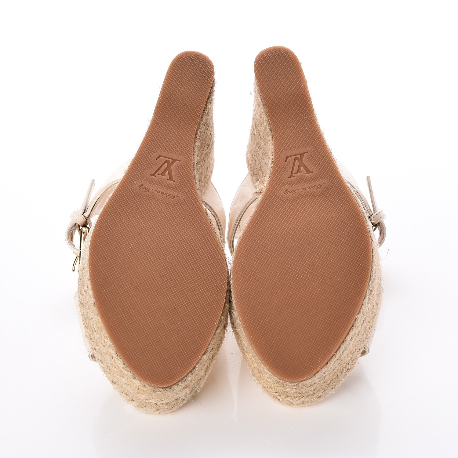 Louis Vuitton Calfskin Monogram Espadrille Wedge Sandals 35 White 7 of 11