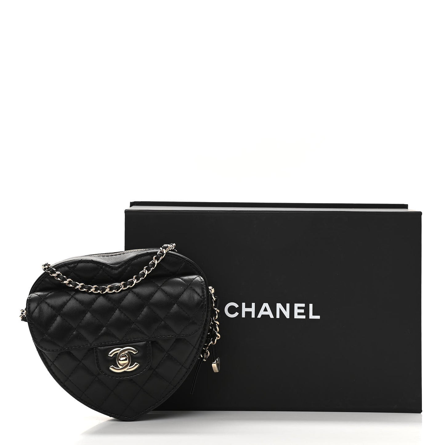 Lambskin Quilted CC In Love Heart Bag Black