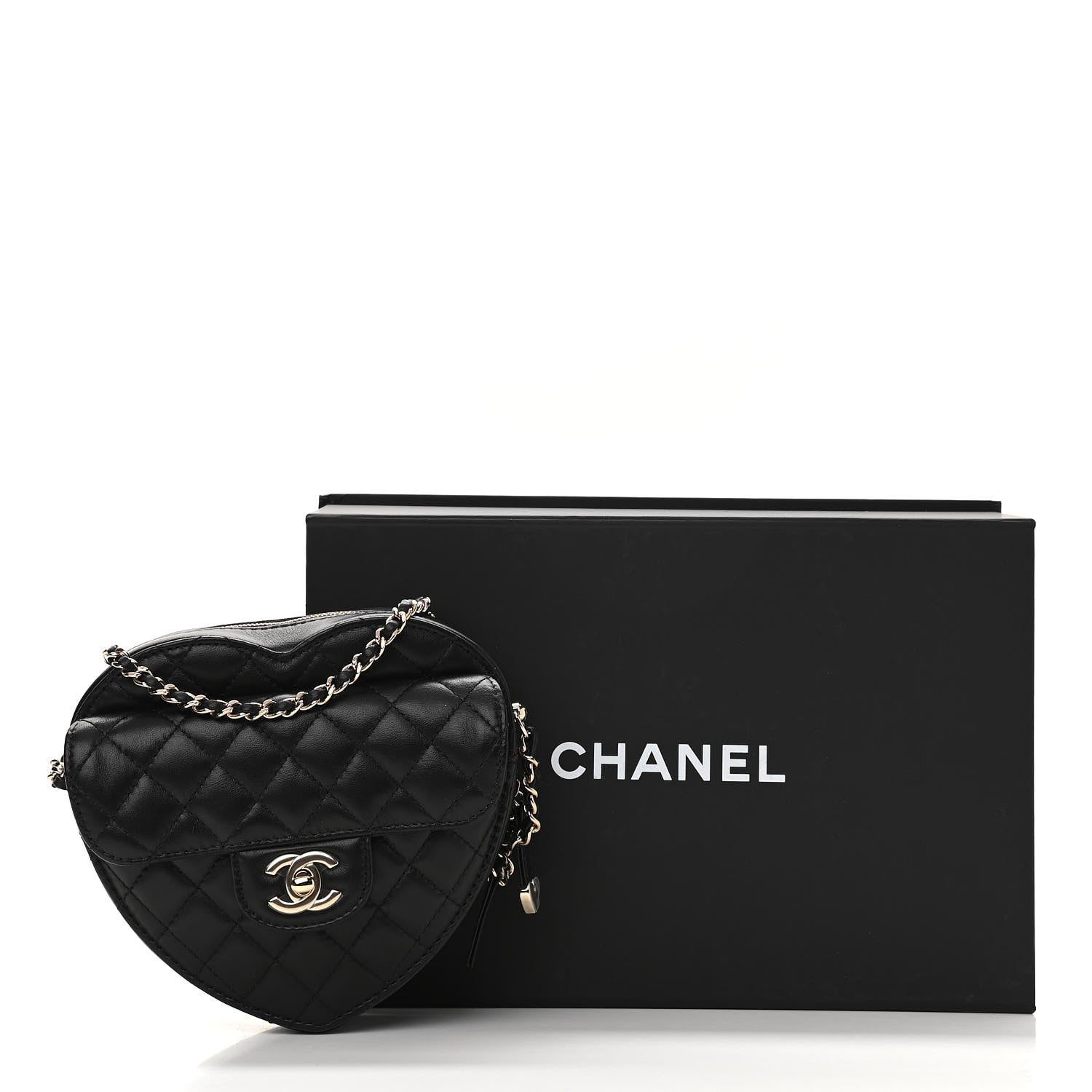 Chanel Lambskin Quilted CC In Love Heart Bag Black 11 of 11