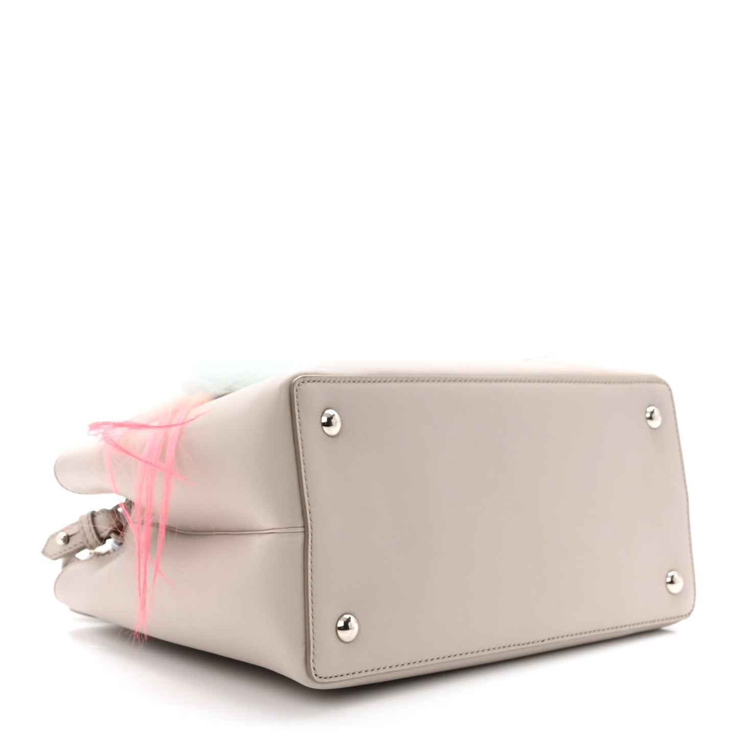 Vitello Dolce Fox Goat Bi-Color Sad Eyes Mirror Charm Petite 2Jours Tote Grigio Polvere Black