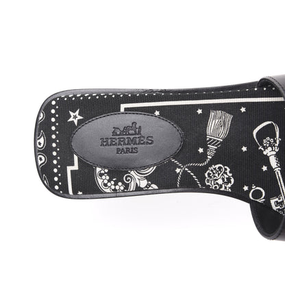 Hermes Box Calfskin Oran Sandals 38 Black 6 of 9