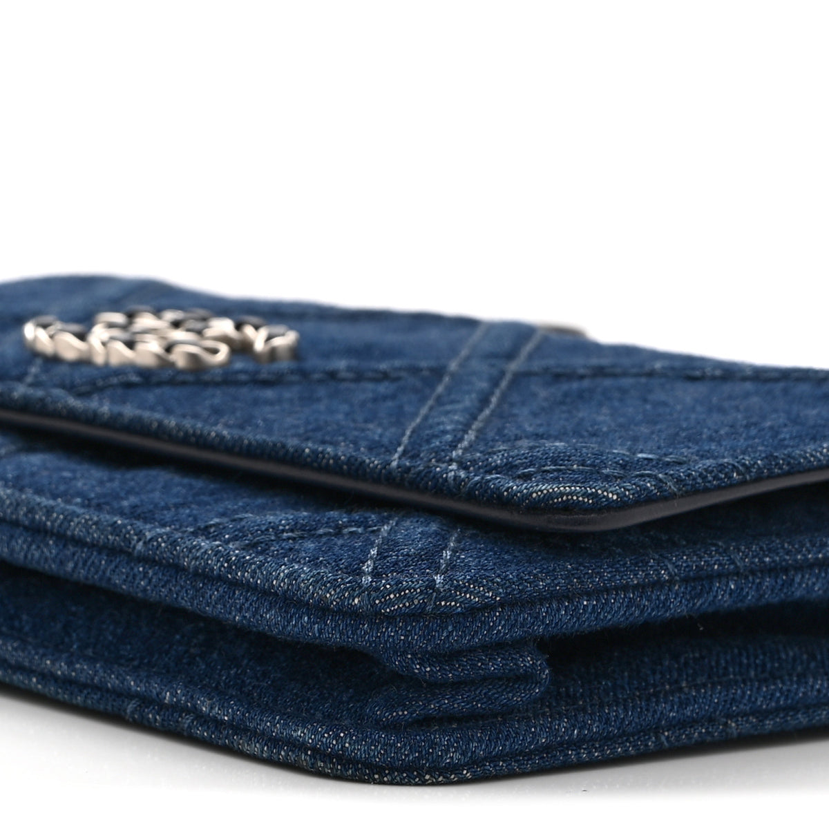 Chanel Denim Quilted Chanel 19 Wallet On Chain WOC Blue 11 of 11