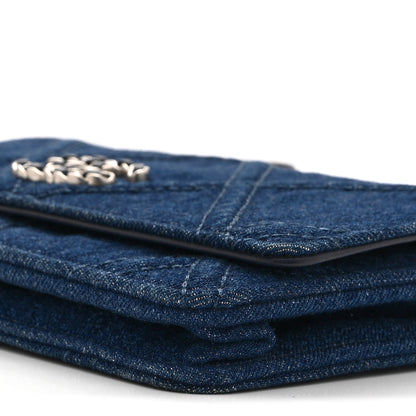 Chanel Denim Quilted Chanel 19 Wallet On Chain WOC Blue 11 of 11