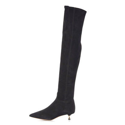 Valentino Garavani Suede Over The Knee Boots 37.5 Black 1 of 8
