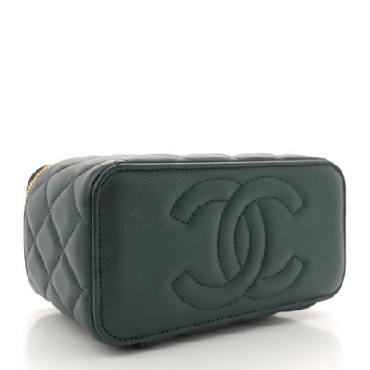 Chanel Iridescent Lambskin Quilted Small Top Handle Vanity Case With Chain Green 4 of 11