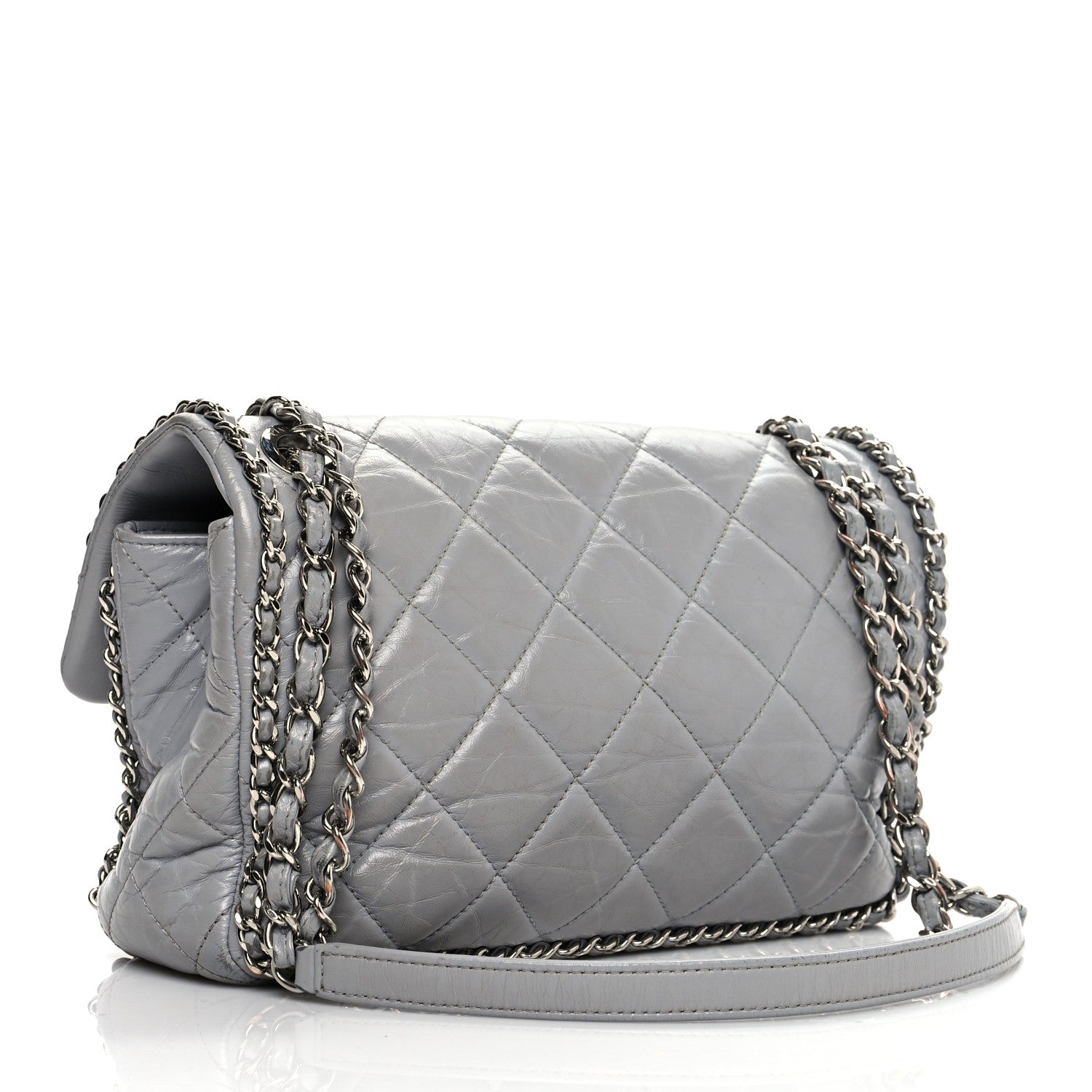 Chanel Crumpled Calfskin Medium Chain All Over Flap Grey 2 of 16